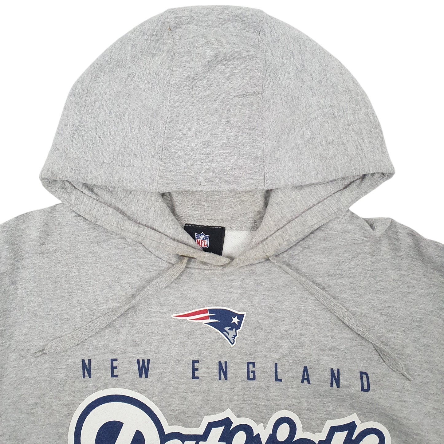 Mens Grey NFL New England Patriots Spellout Hoodie Jumper