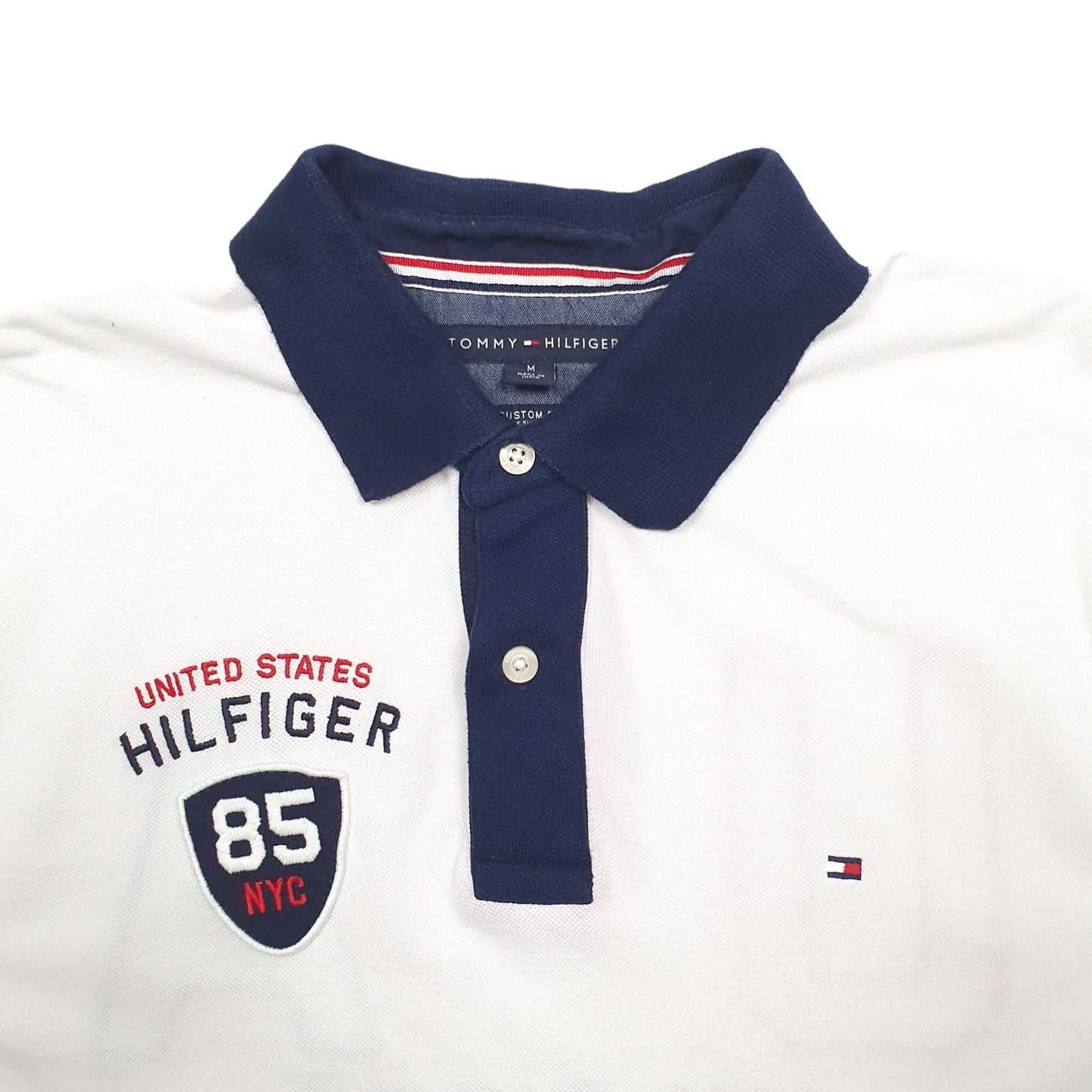 Mens White Tommy Hilfiger USA Short Sleeve Polo Shirt