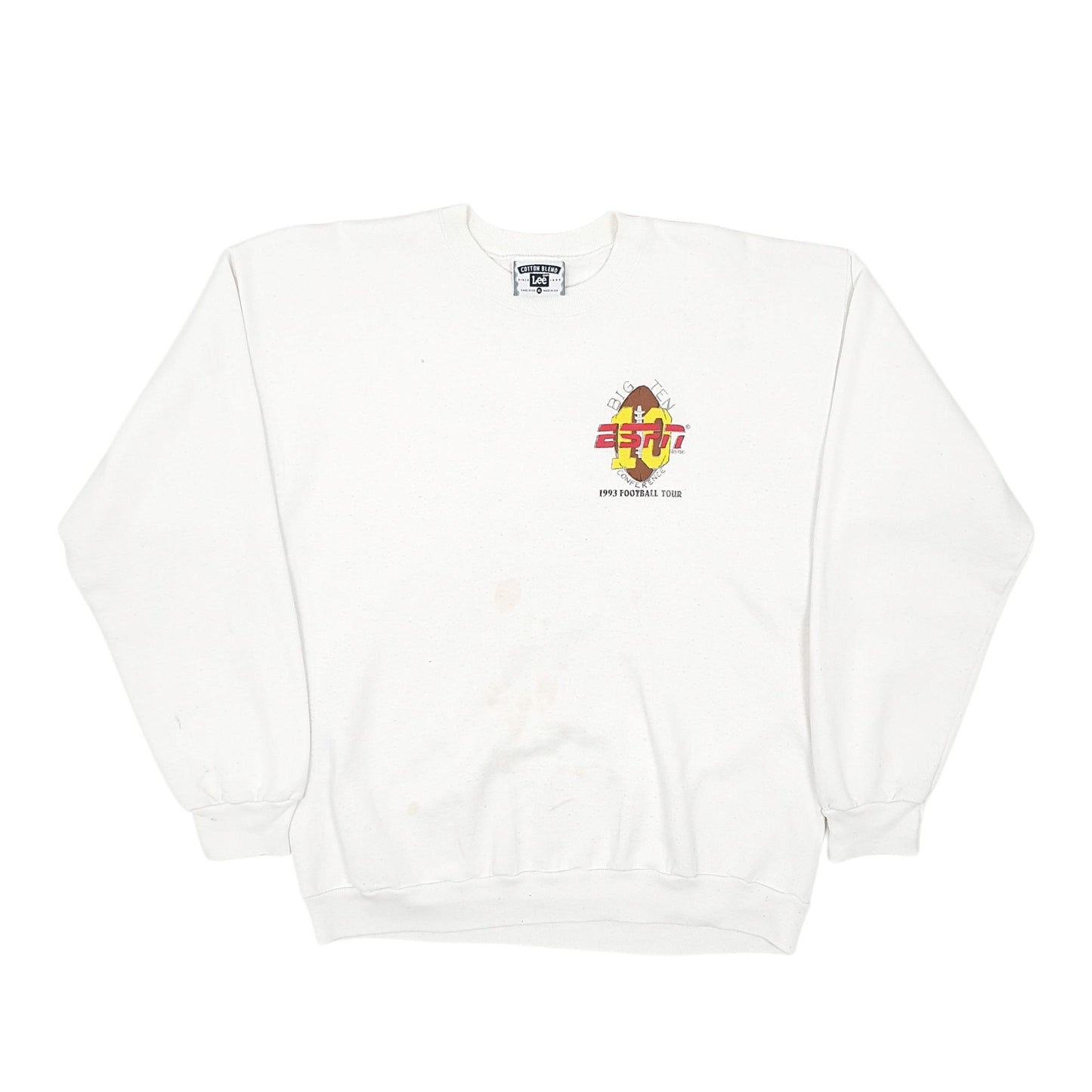 Mens White Lee Vintage 90s Made In USA Full Zip Jumper