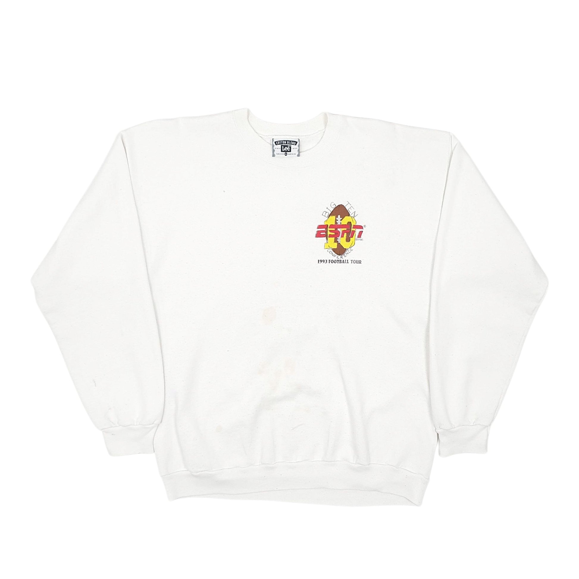 Mens White Lee Vintage 90s Made In USA Full Zip Jumper