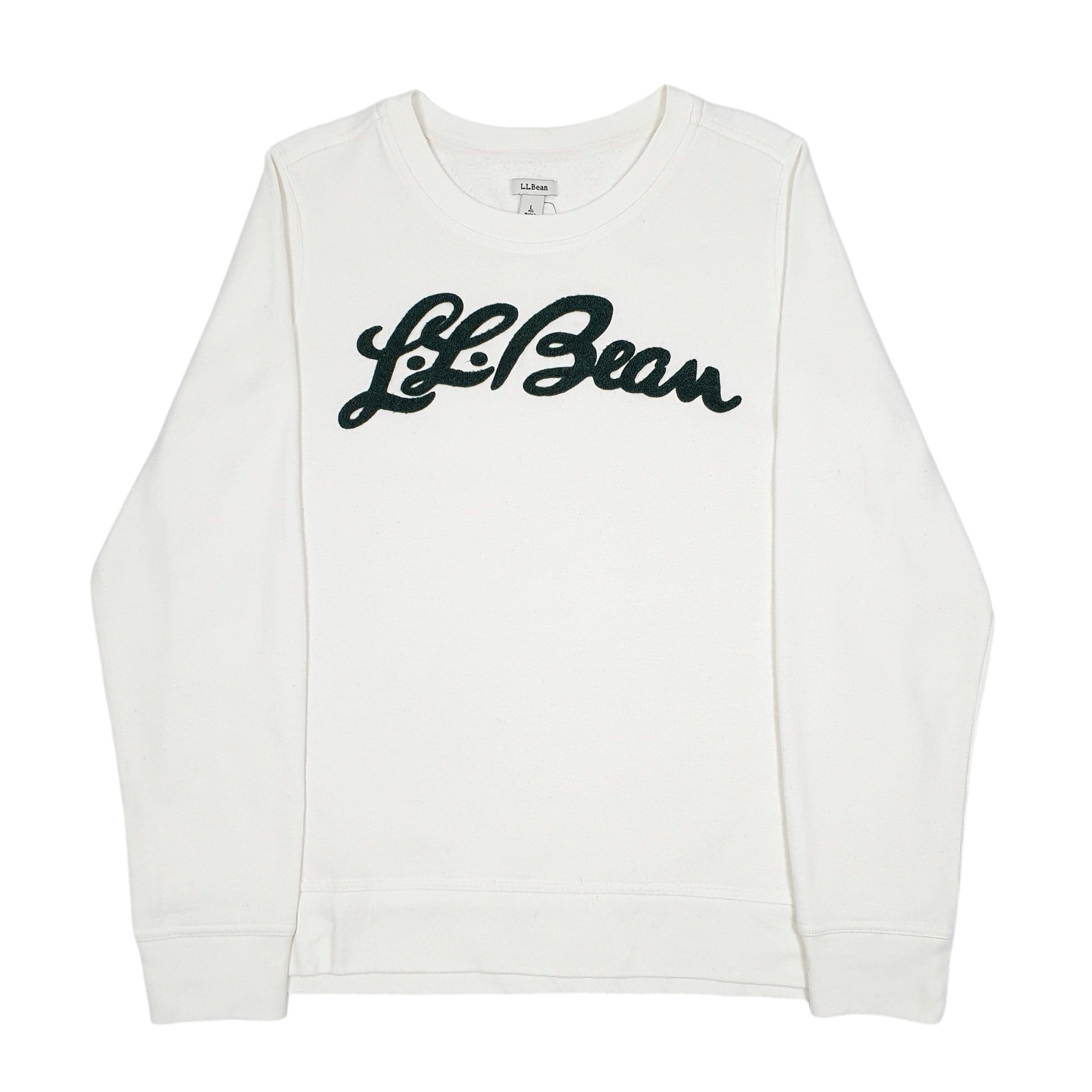 Womens Cream L.L.Bean Spellout Towel Script Crewneck Jumper