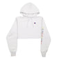 Womens White Champion Croptop Reverse Weave Hoodie Jumper