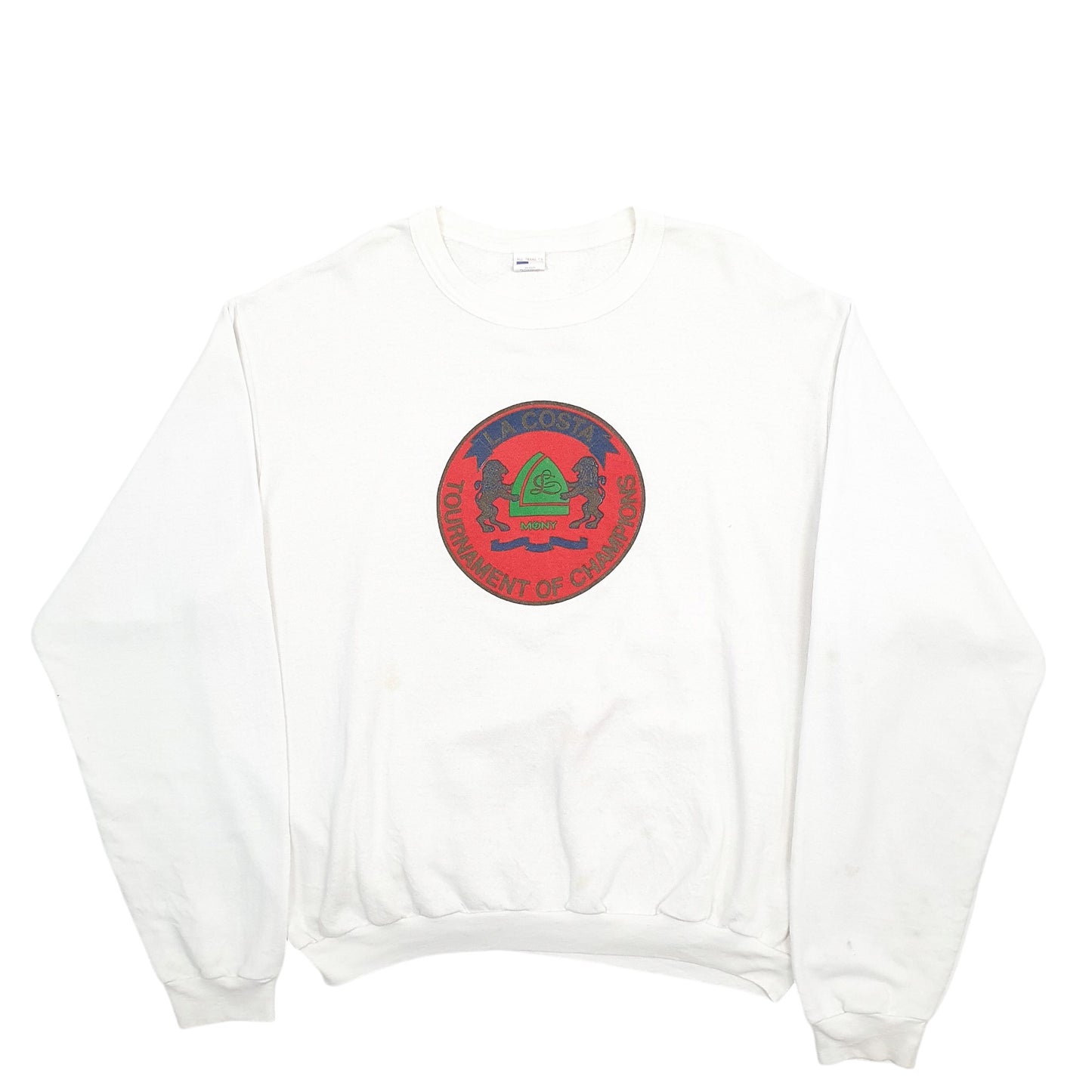 Mens White All Texas Ts La Costa Tournament Champs Spellout Made In USA Vintage 90's Crewneck Jumper