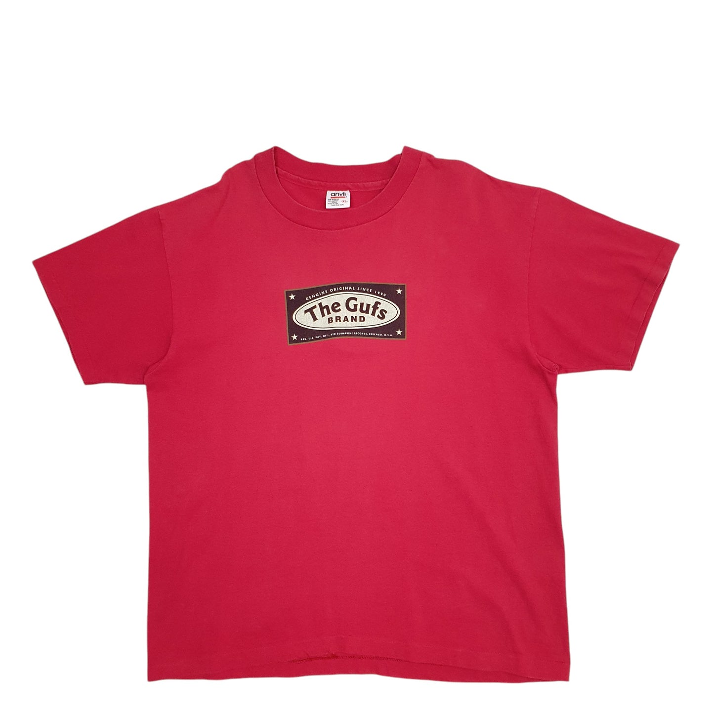 Mens Red Anvil Single Stitch Vintage 90s Made In USA Vintage 90's Gufs Brand Short Sleeve T Shirt