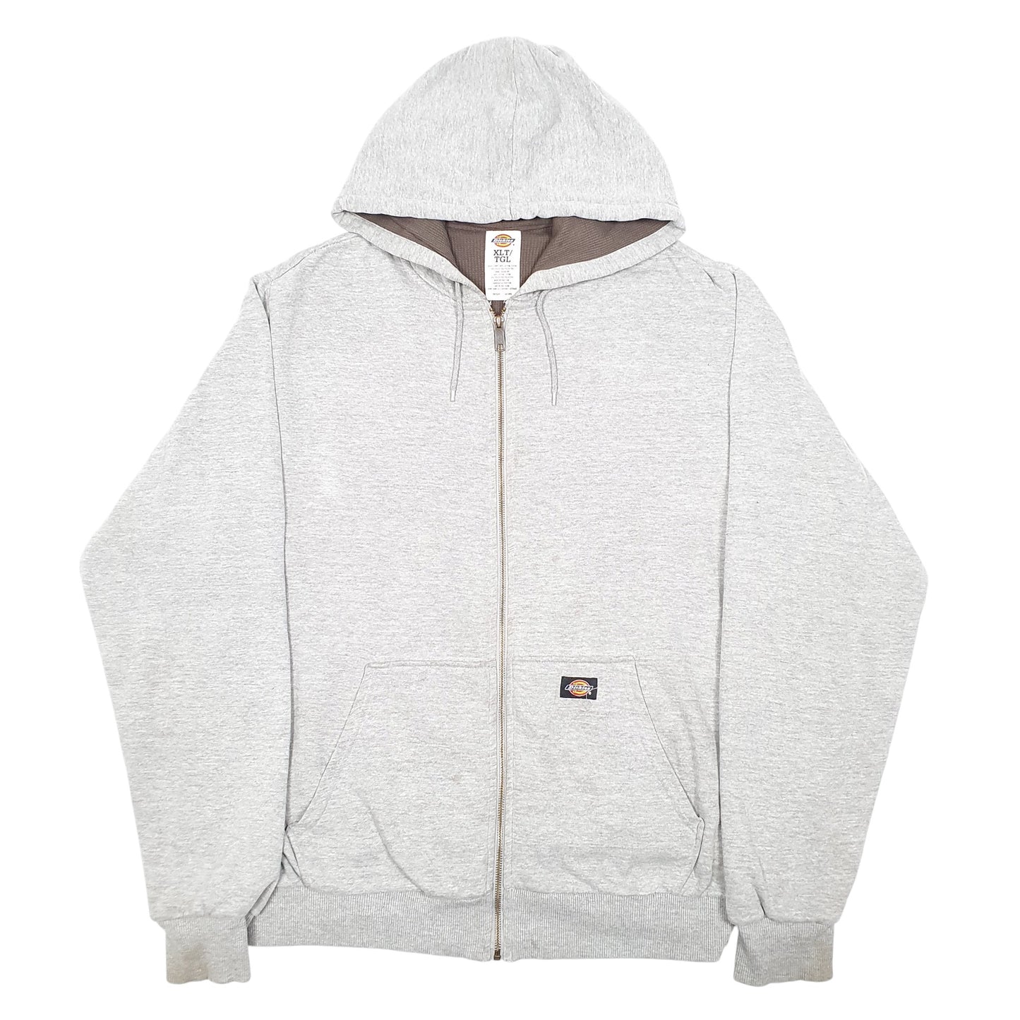 Mens Grey Dickies Hoodie Workwear Waffle Lined Thermal Full Zip Jumper