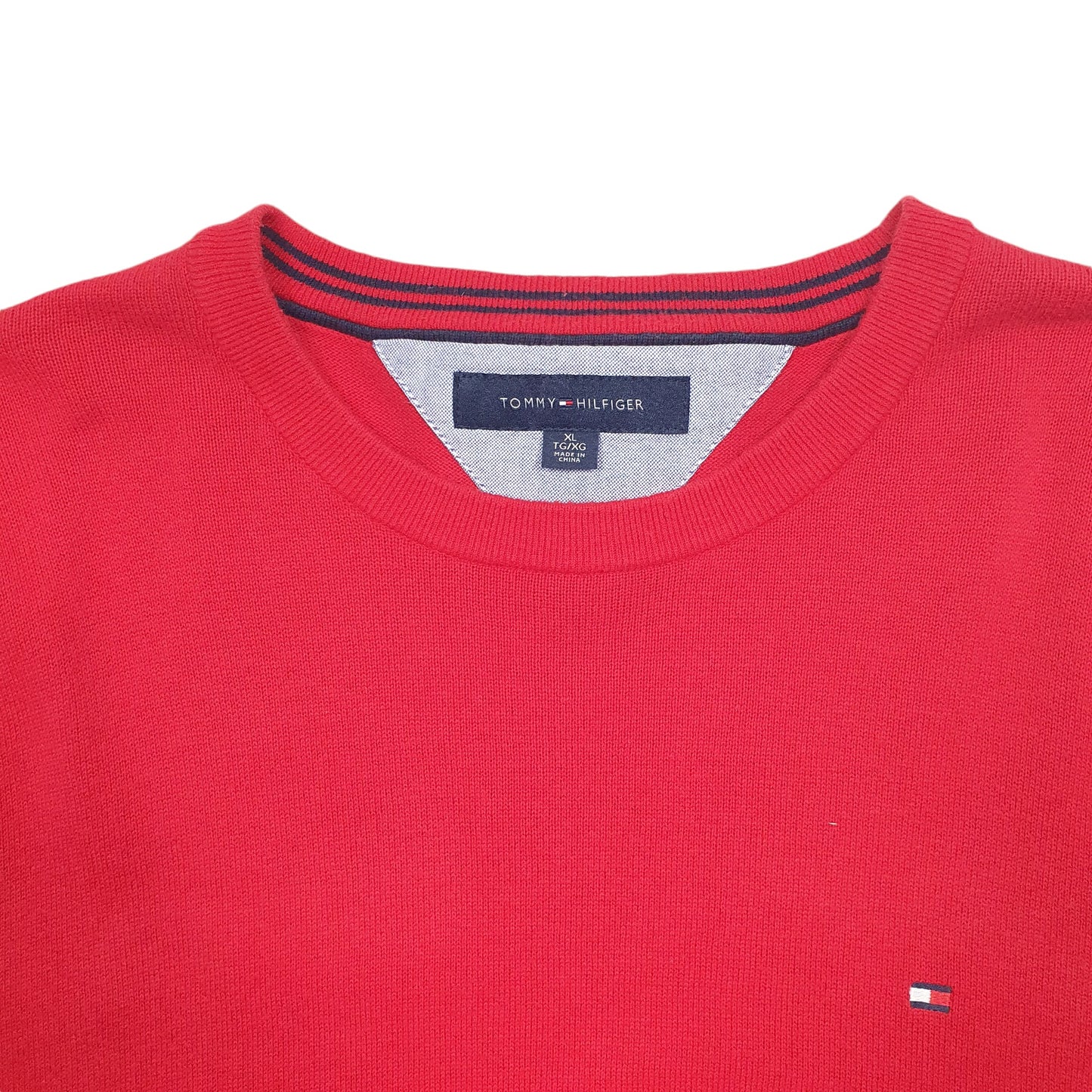 Mens Red Tommy Hilfiger  Crewneck Jumper