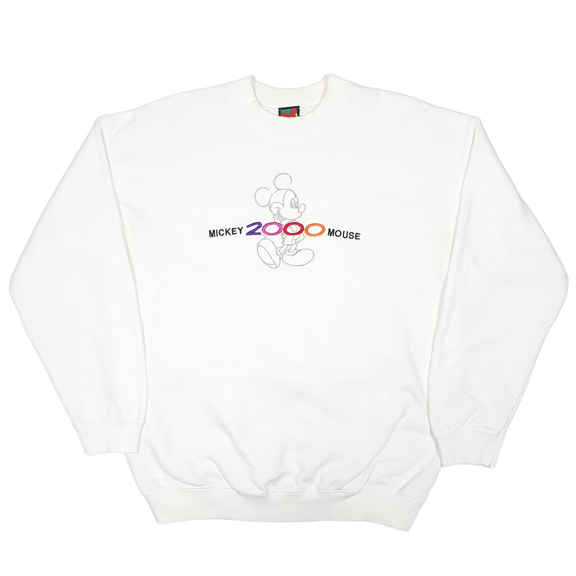 Mens White Disney Mickey Mouse 2000 Vintage Crewneck Jumper