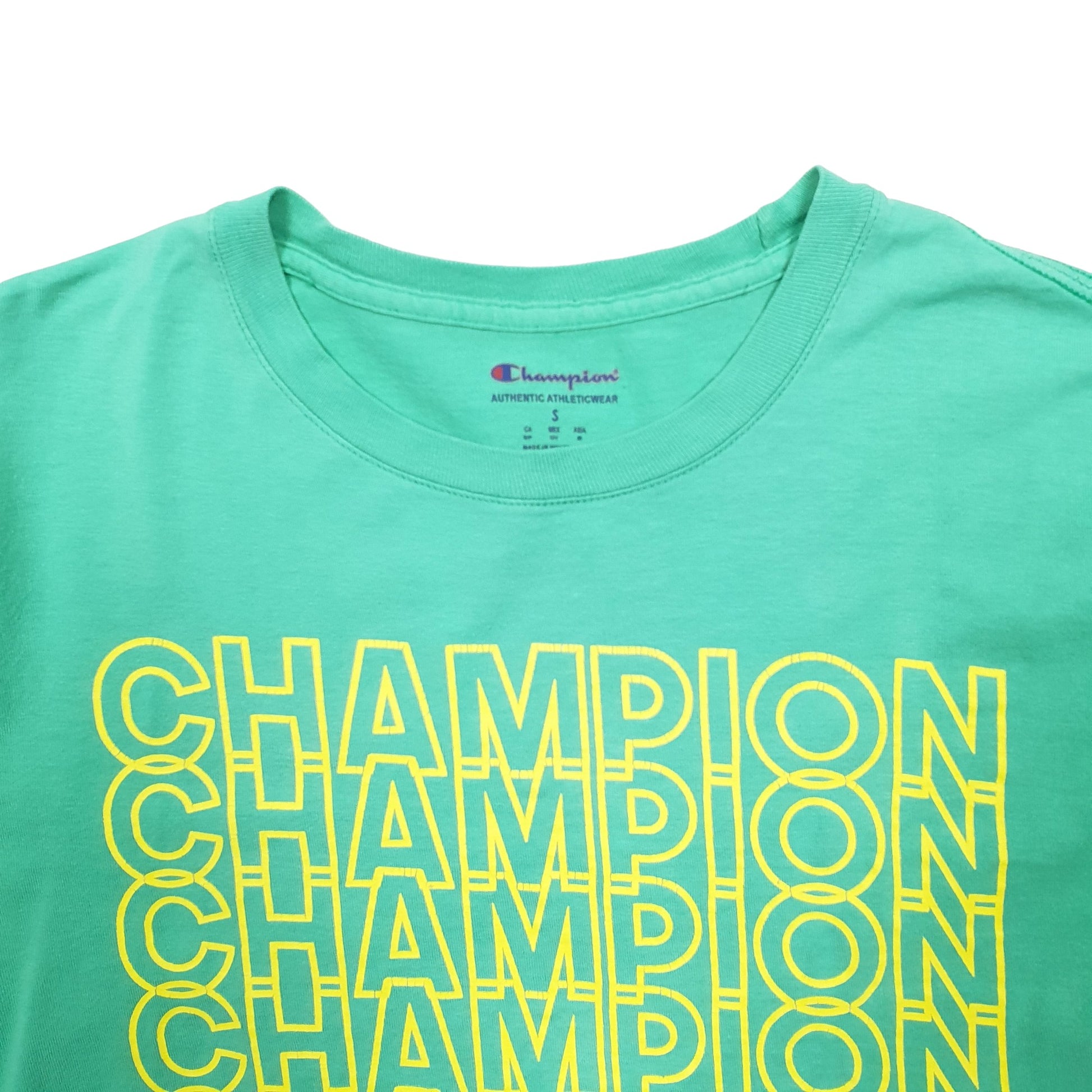 Mens Green Champion  Short Sleeve T Shirt