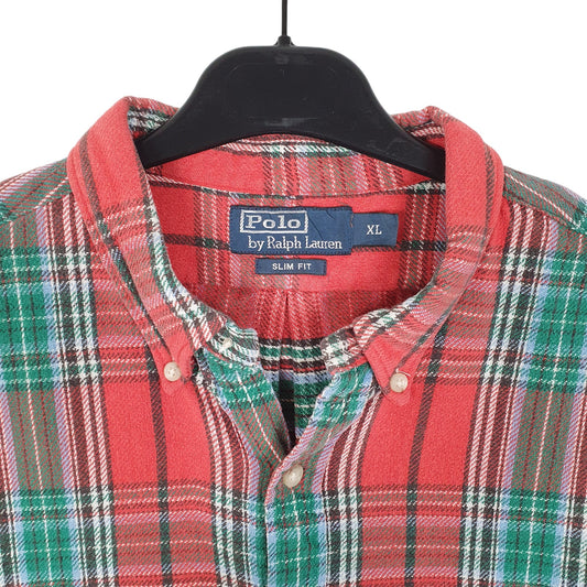 Mens Red Polo Ralph Lauren Flannel Shacket Overshirt Long Sleeve Shirt