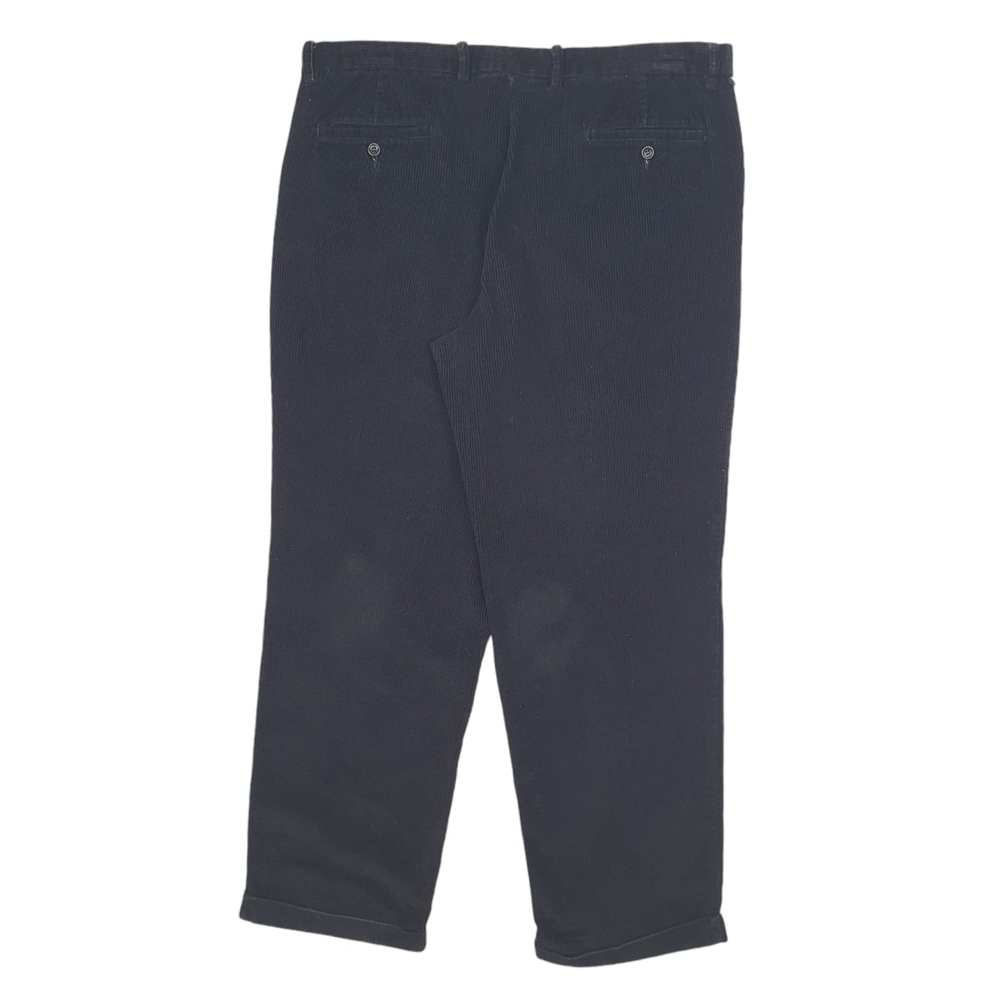 Mens Black Dockers Pleated Corduroy Trousers
