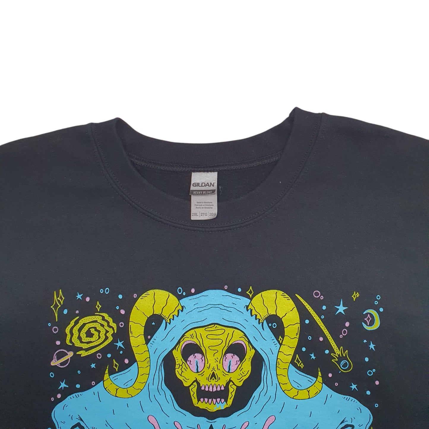 Mens Black Gildan Skull Crewneck Jumper