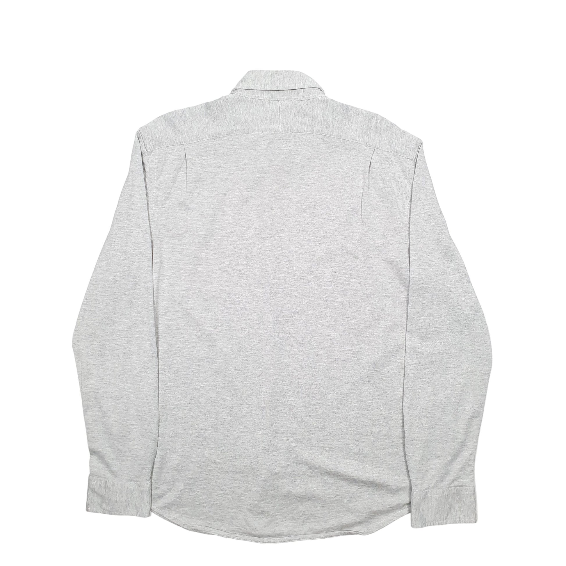 Mens Grey Polo Ralph Lauren Knit Dress Long Sleeve Shirt