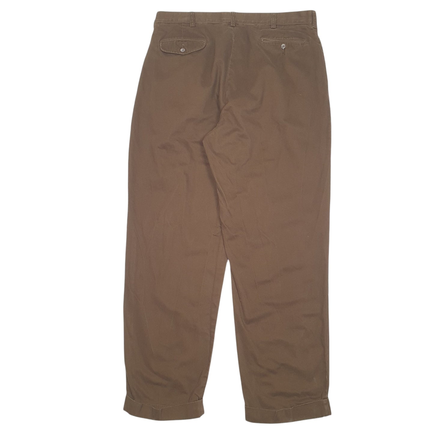 Mens Brown Polo Ralph Lauren Vintage Hammond Pant Double Pleated Chino Trousers