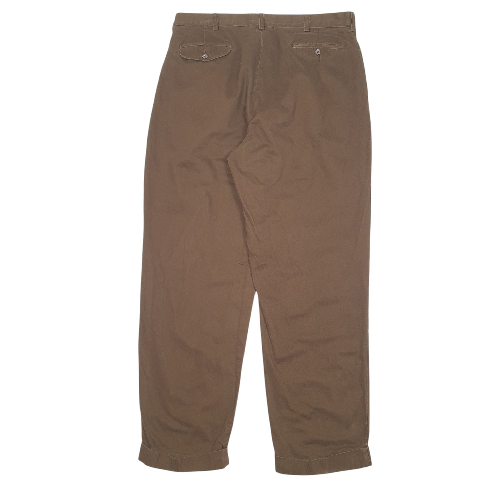 Mens Brown Polo Ralph Lauren Vintage Hammond Pant Double Pleated Chino Trousers