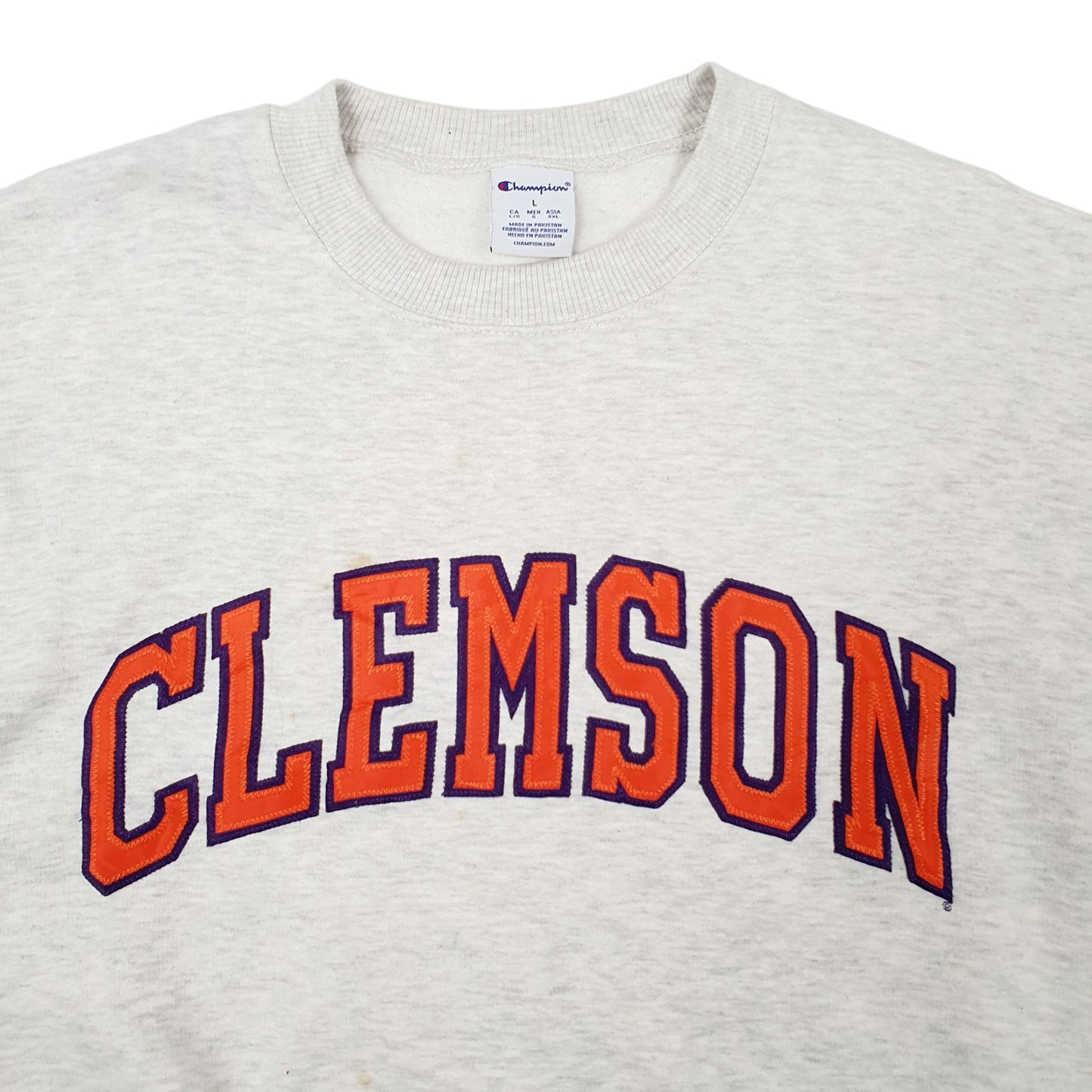 Mens Grey Champion Spellout. Crewneck Jumper