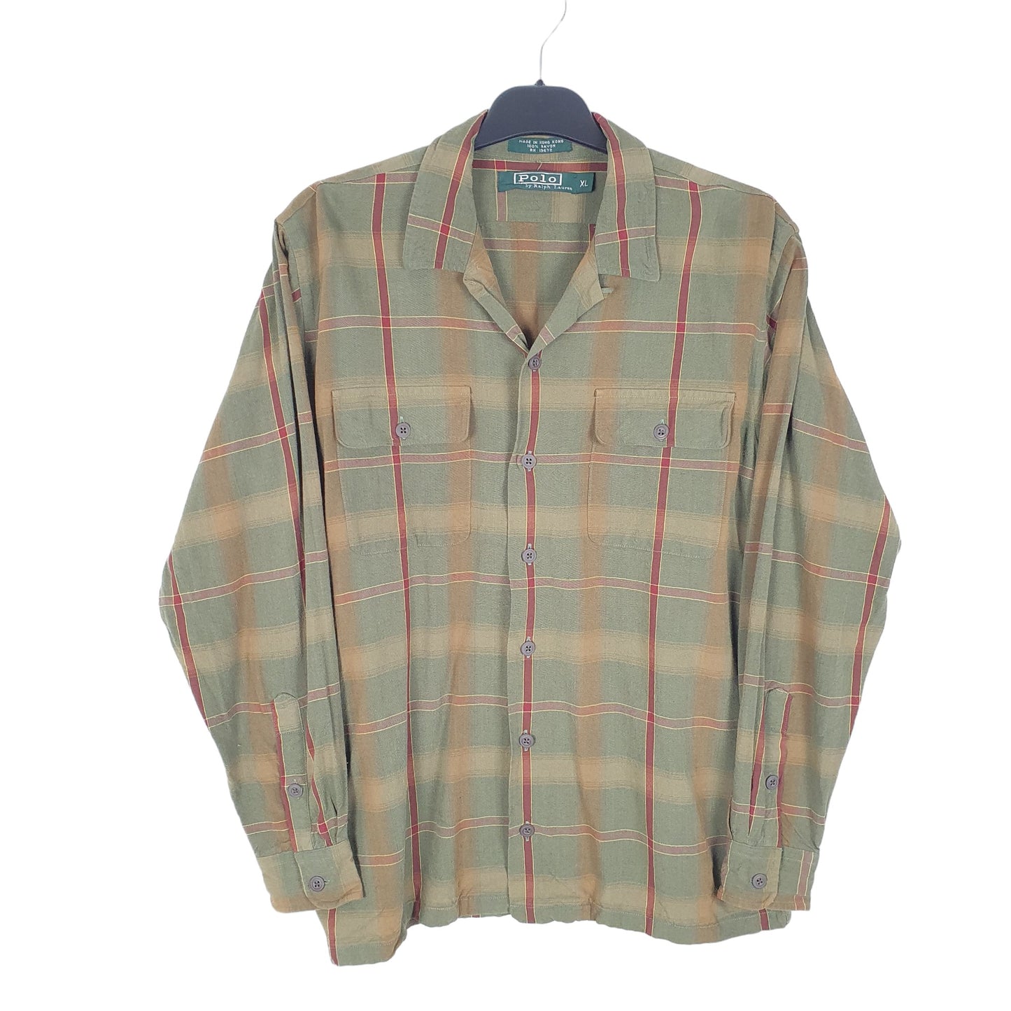 Mens Green Polo Ralph Lauren 50s Style Long Sleeve Shirt