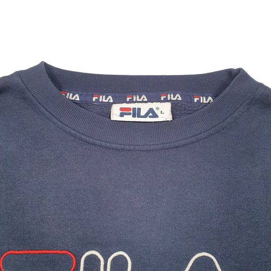 Mens Navy Fila Spellout Crewneck Jumper