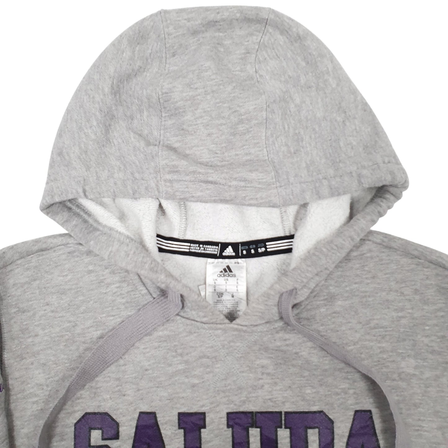 Mens Grey Adidas Saluda Soccer Hoodie Jumper
