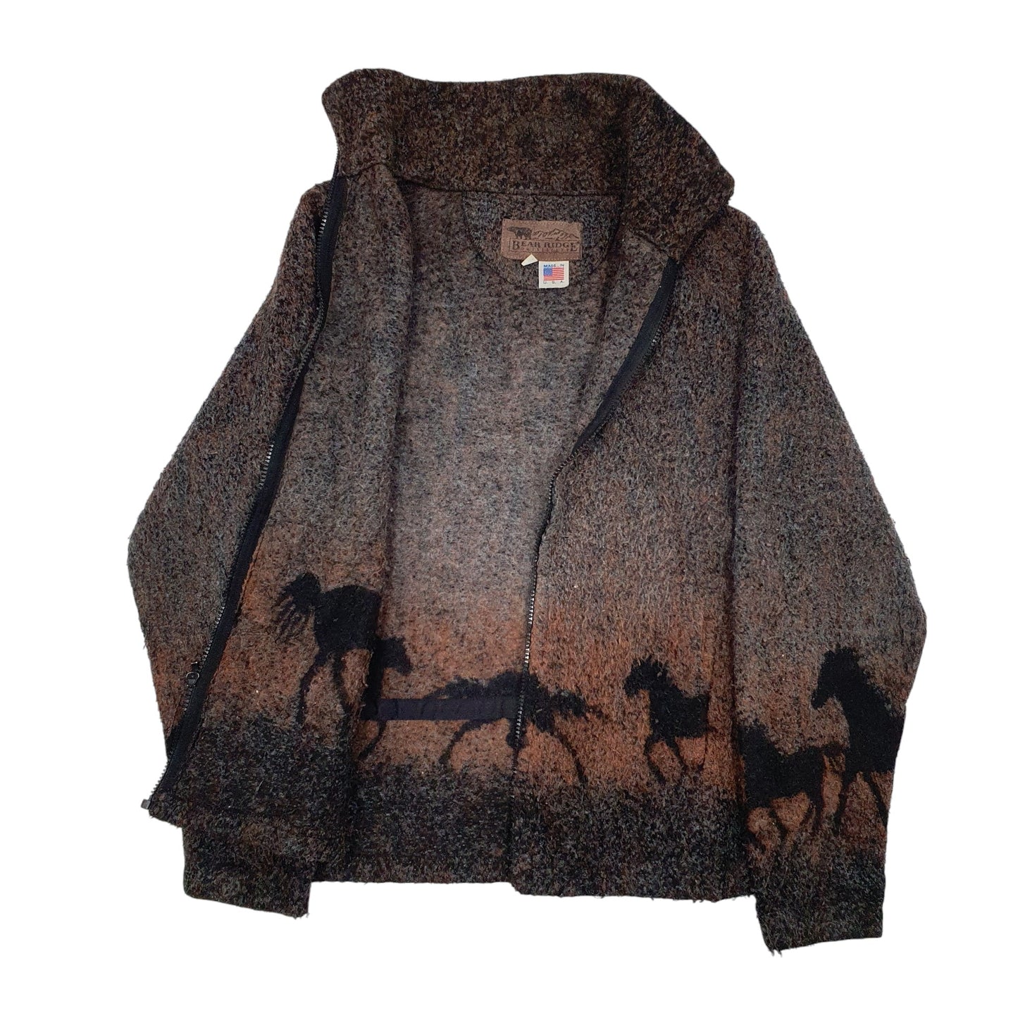 Womens Brown Bear Ridge Vintage 90s Made In USA Full Zip Jumper