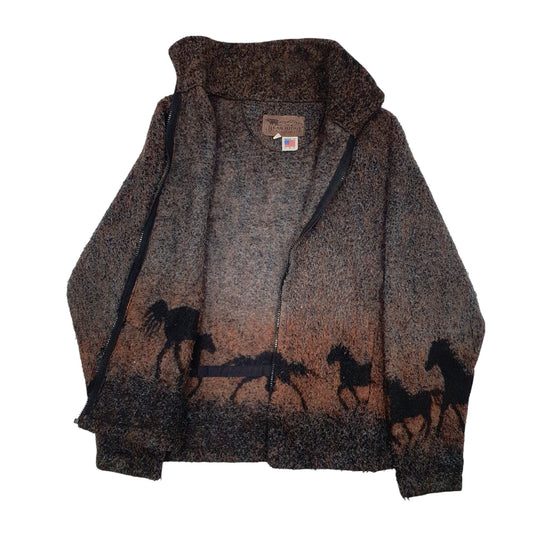 Womens Brown Bear Ridge Vintage 90s Made In USA Full Zip Jumper