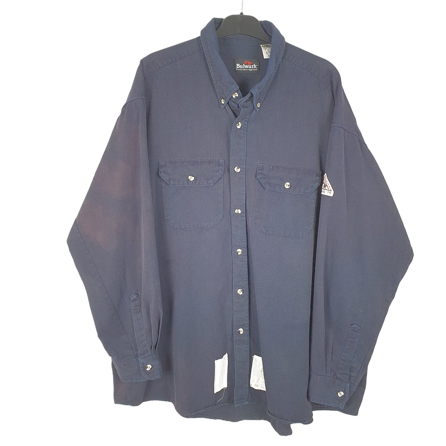 Mens Navy Bulwark Flame Resistant Workwear Long Sleeve Shirt