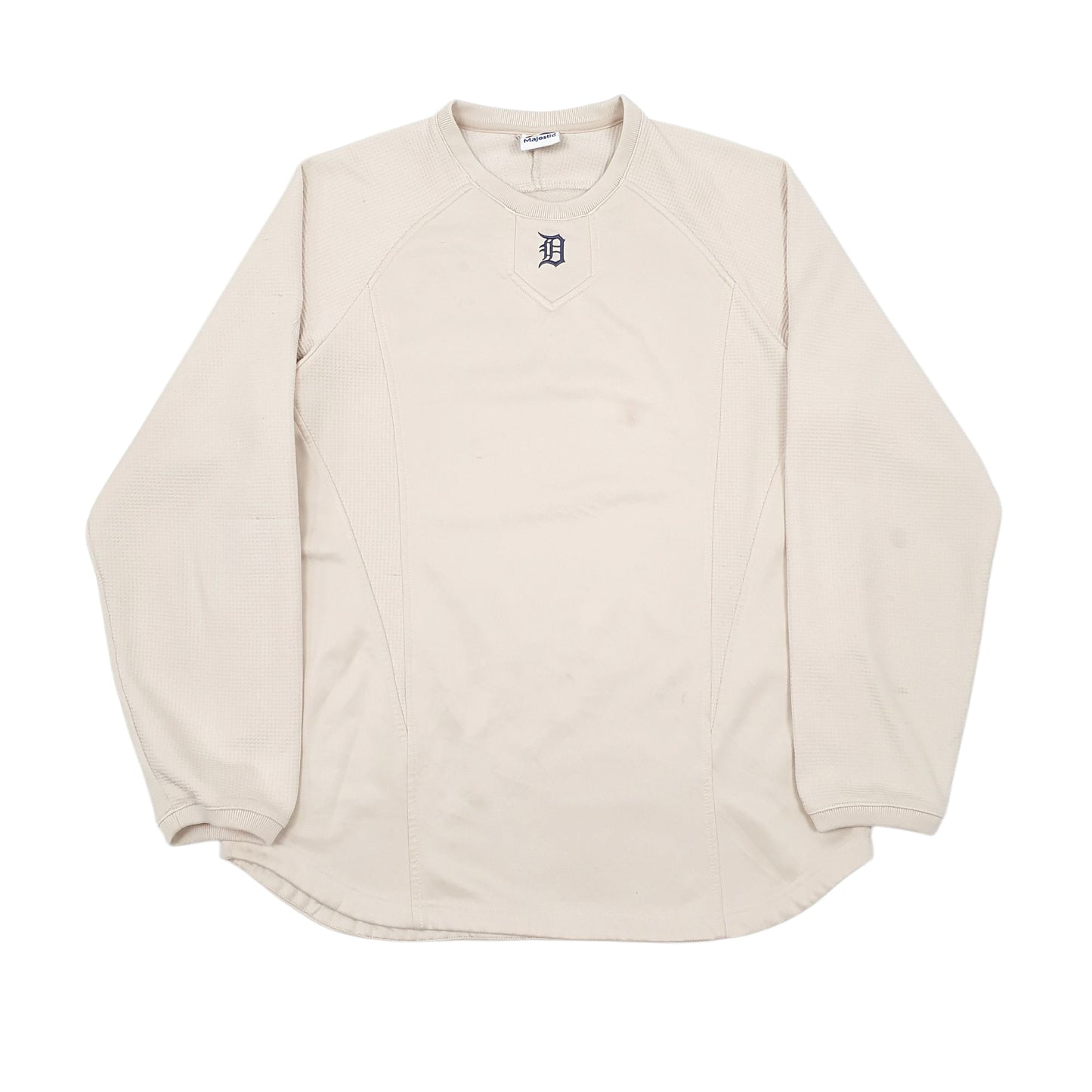 Mens Beige Majestic Vintage Detriot Tigers Therma Base Crewneck Jumper