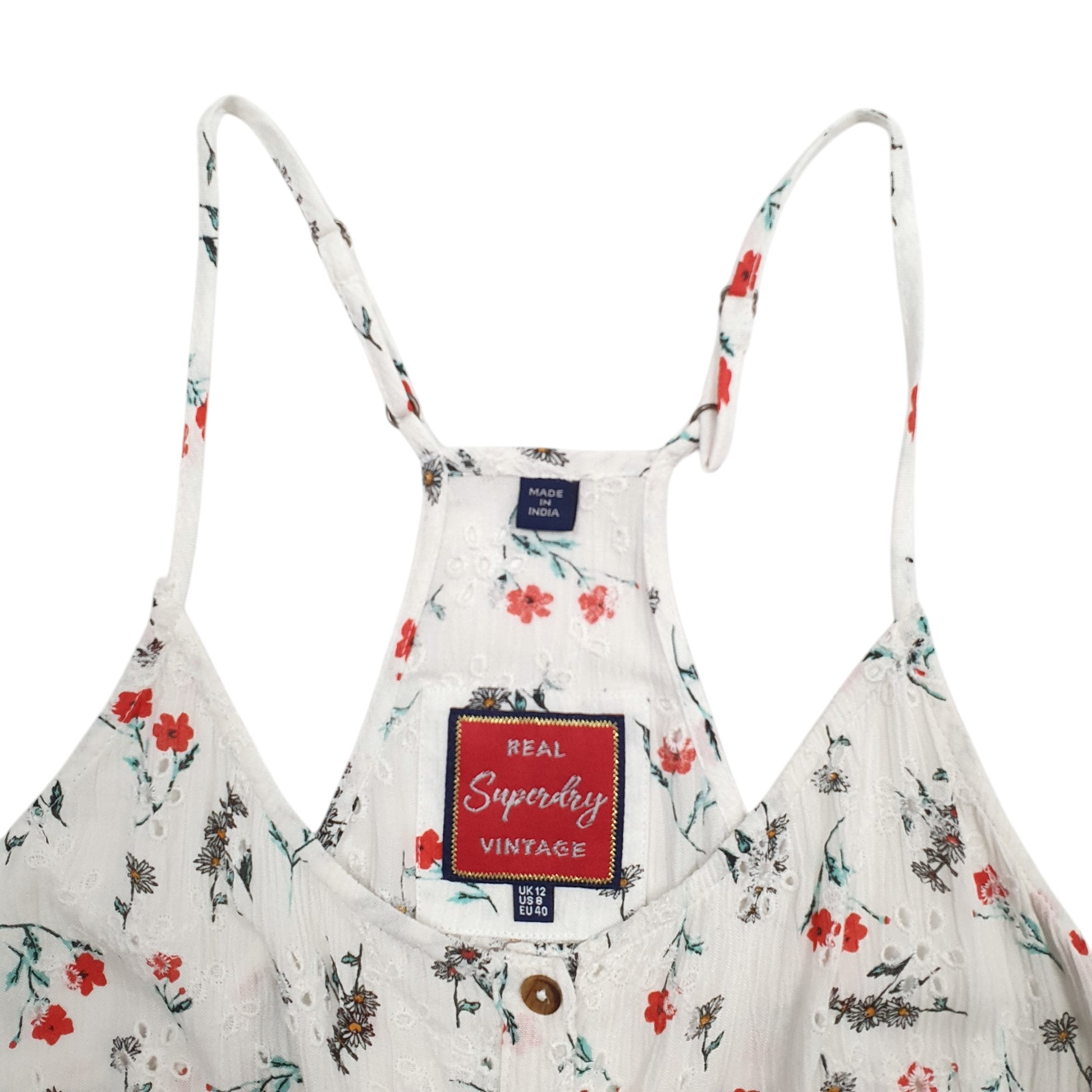 Womens White Superdry Floral Blouse Short Sleeve T Shirt