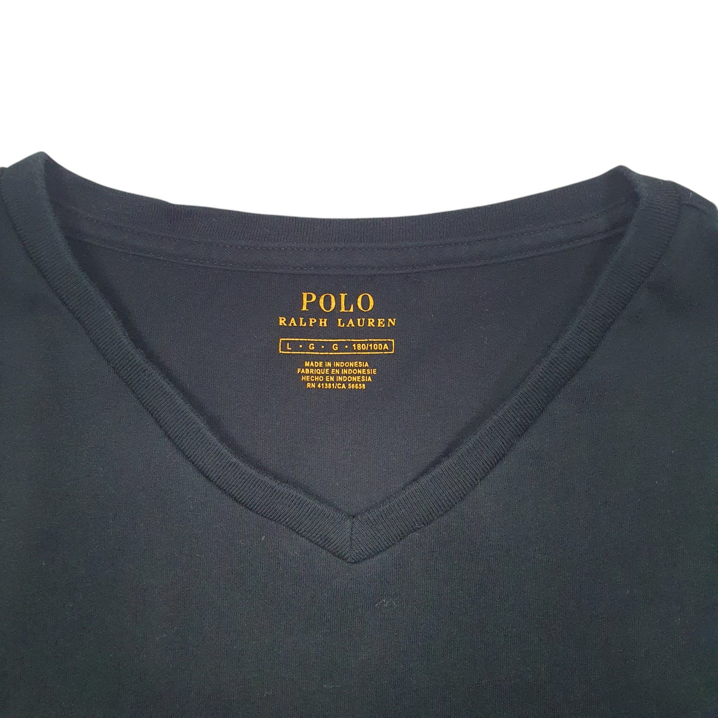 Mens Black Polo Ralph Lauren V Neck Long Sleeve T Shirt