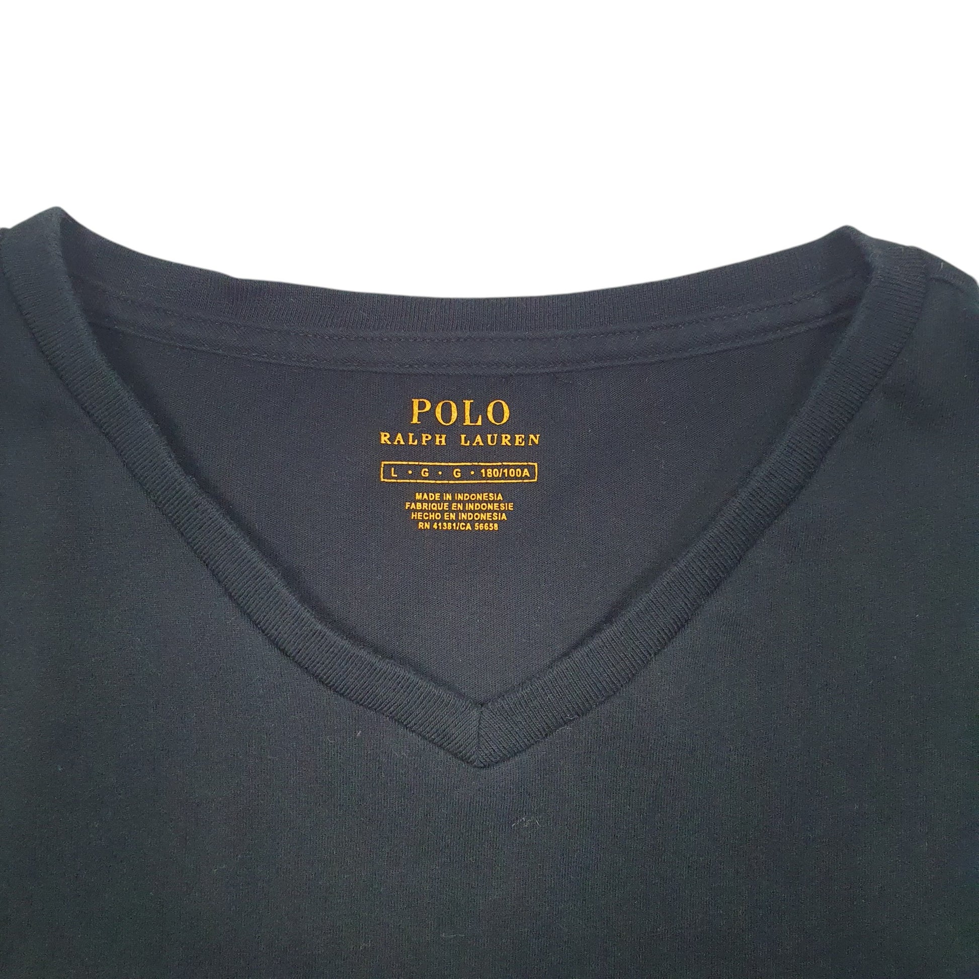 Mens Black Polo Ralph Lauren V Neck Long Sleeve T Shirt