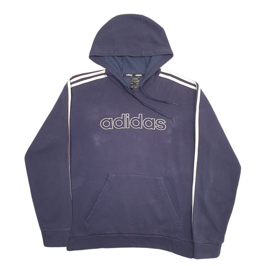 Mens Navy Adidas Spellout Hoodie Jumper