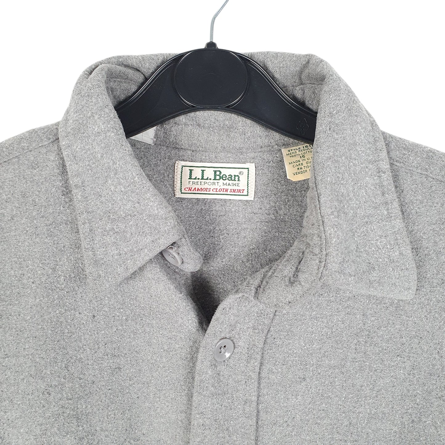 Mens Grey L.L.Bean Vintage Chamois Overshirt Made In USA Long Sleeve Shirt