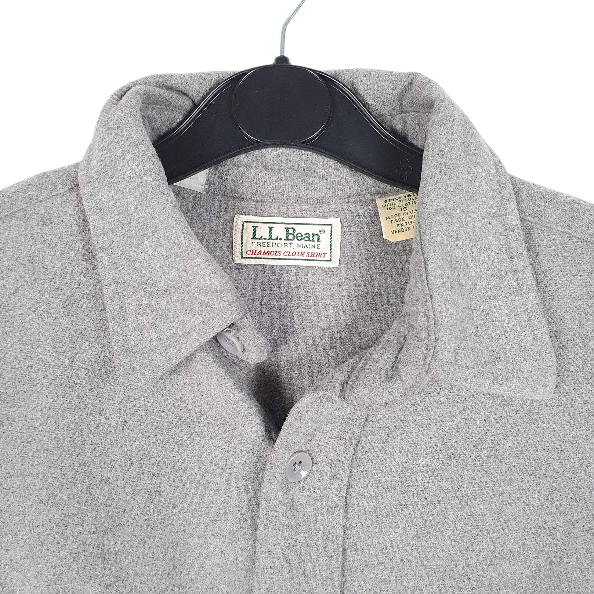 Mens Grey L.L.Bean Vintage Chamois Overshirt Made In USA Long Sleeve Shirt