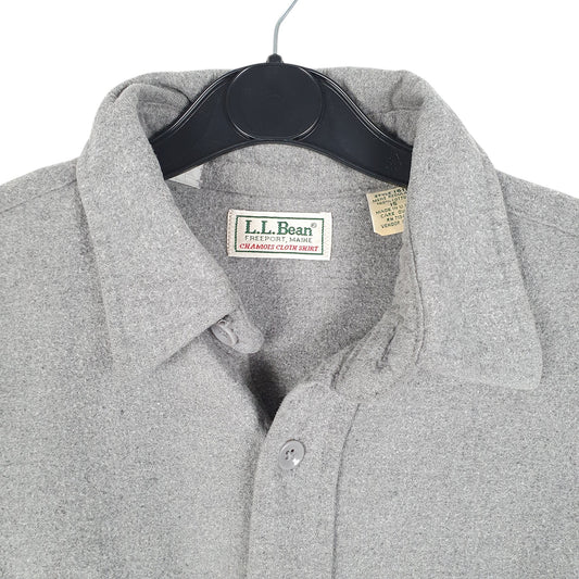 Mens Grey L.L.Bean Vintage Chamois Overshirt Made In USA Long Sleeve Shirt