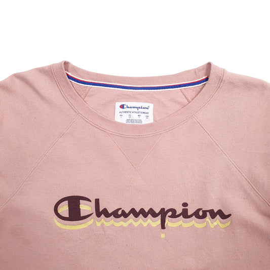 Womens Pink Champion Spellout Crewneck Jumper