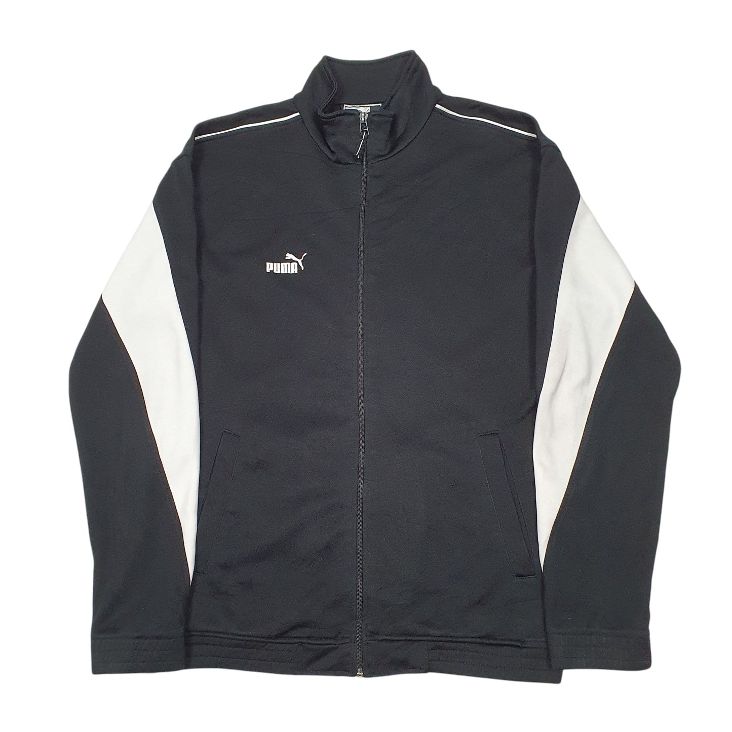 Mens Black Puma Active Track Workout Gym Running Full Zip Jumper