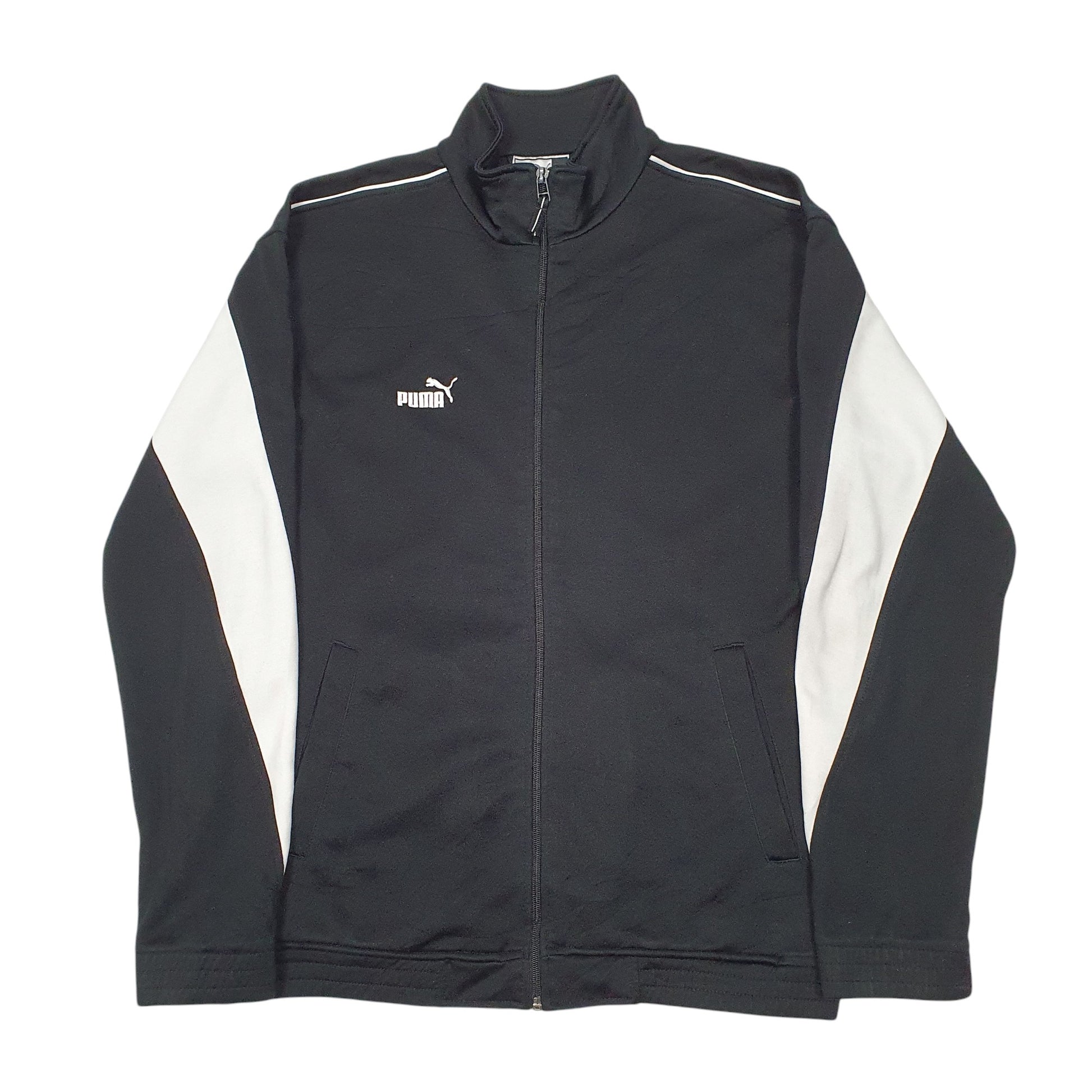 Mens Black Puma Active Track Workout Gym Running Full Zip Jumper