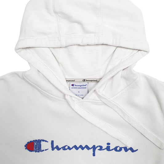 Womens White Champion Spellout Hoodie Jumper