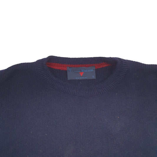 Mens Navy Tricot Marine  Crewneck Jumper