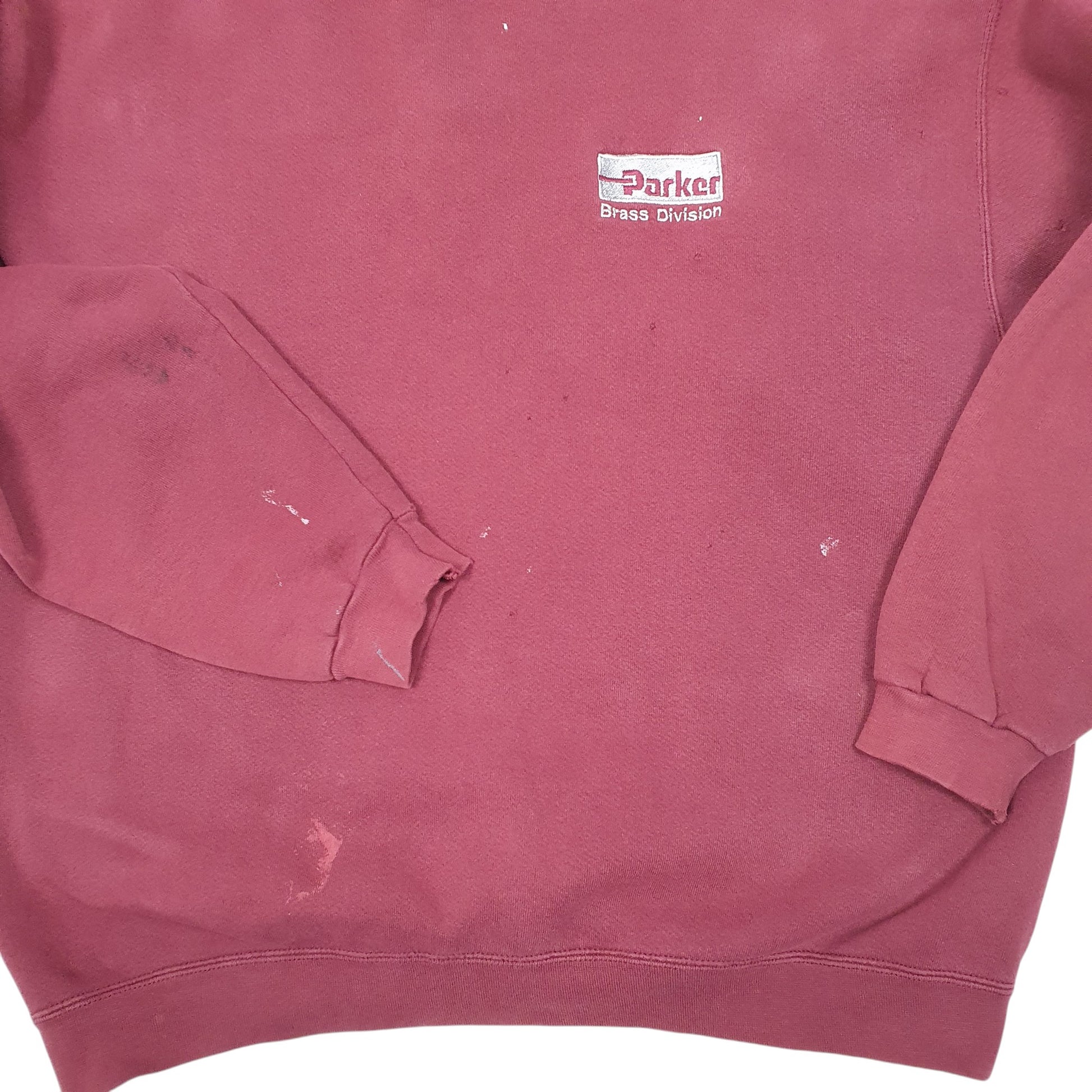 Mens Burgundy Lee Vintage Heavyweight Parker Brass Division Crewneck Jumper