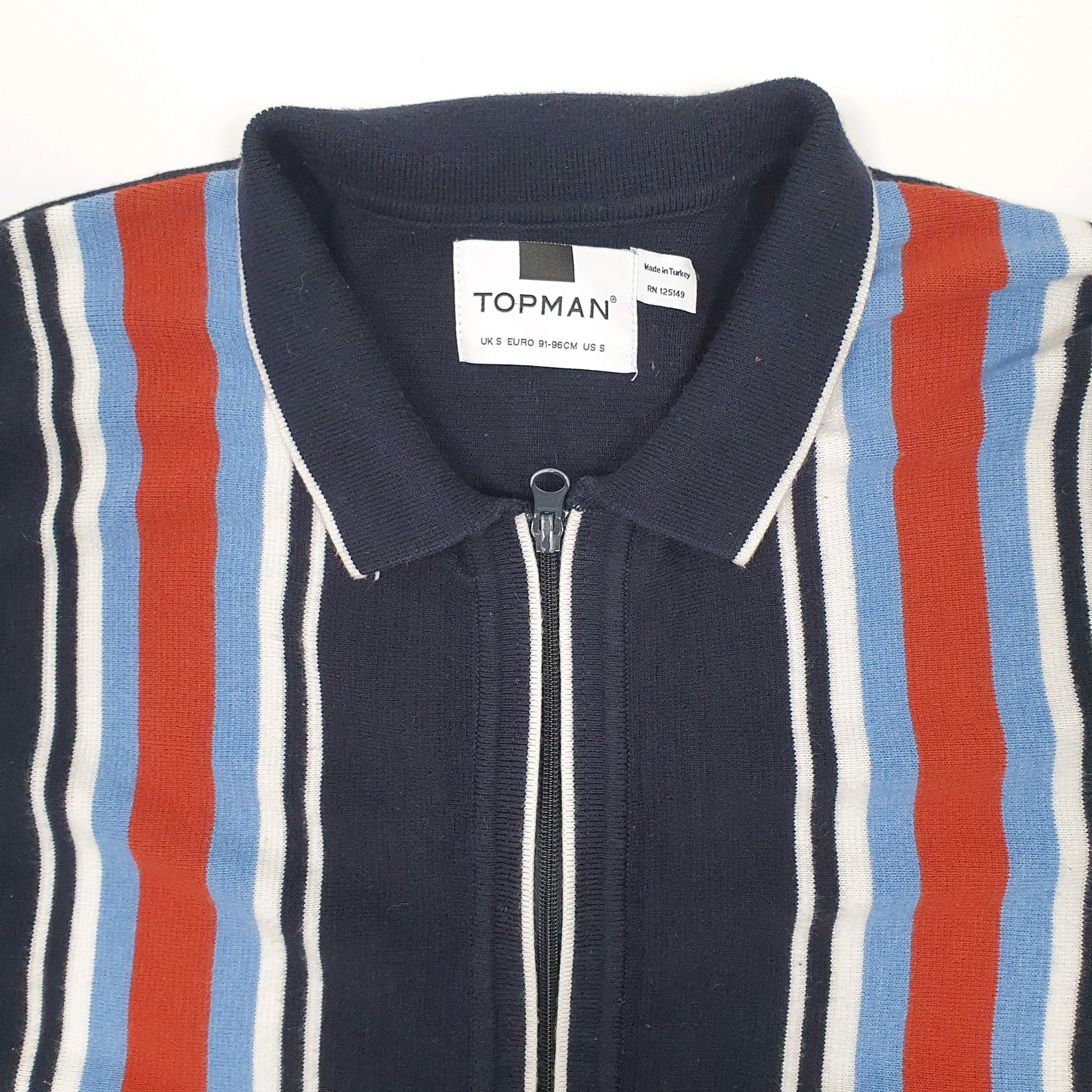 Mens Navy Topman  Full Zip Jumper