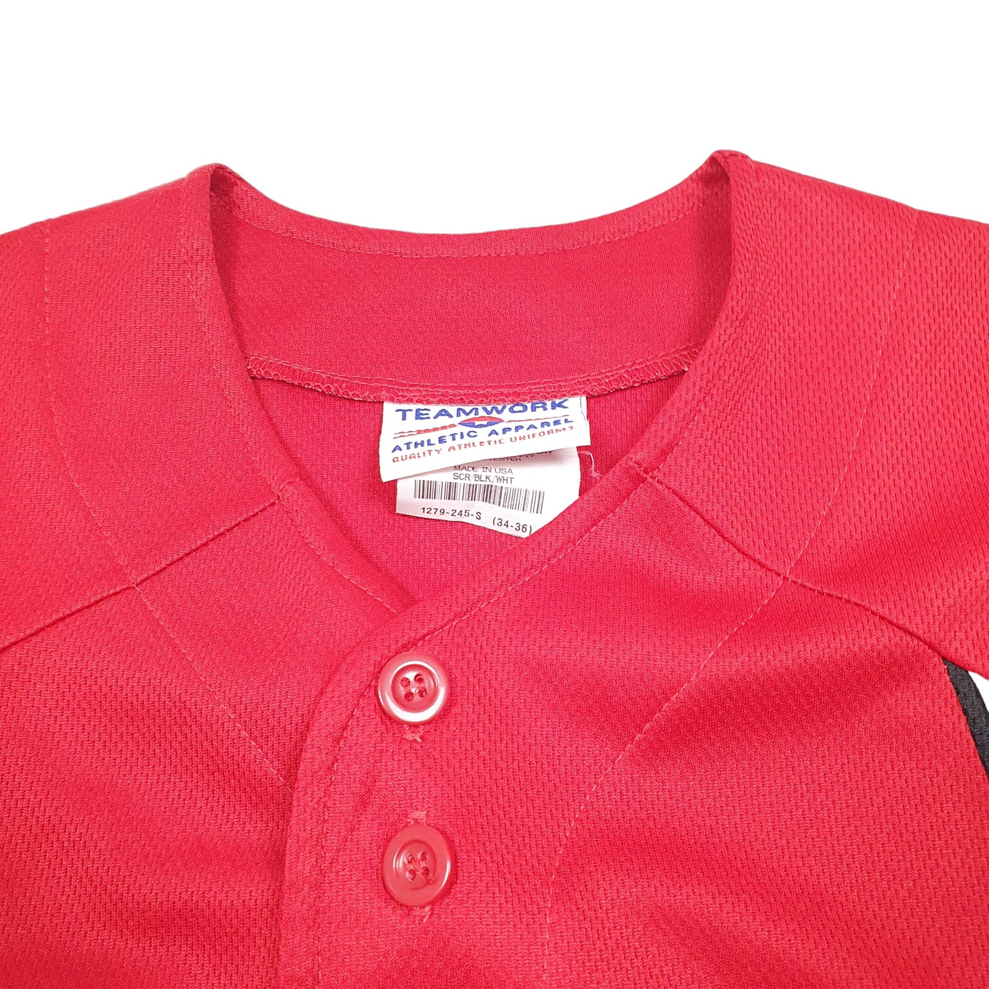 Mens Red Teamwork Baseball Jersey KPLL Little League Made In USA Short Sleeve T Shirt