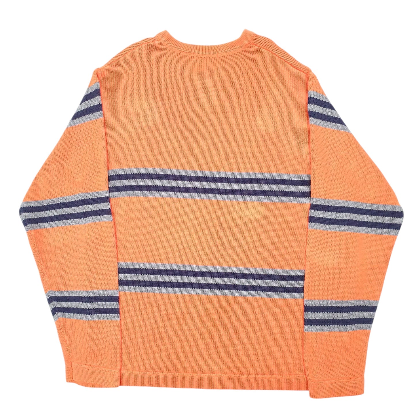 Mens Orange Nautica Knit Striped V Neck Jumper