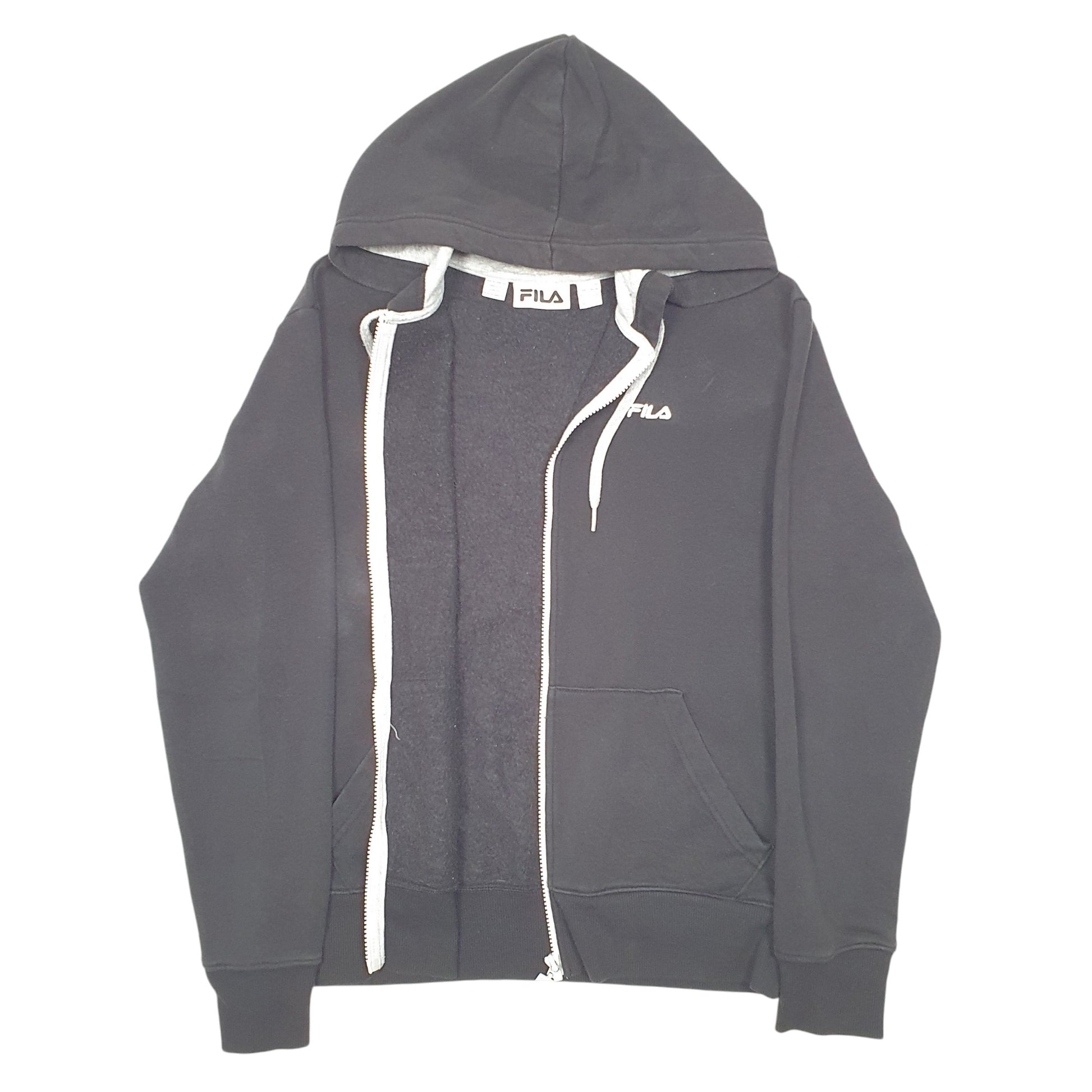 Womens Black Fila Hoodie Full Zip Jumper