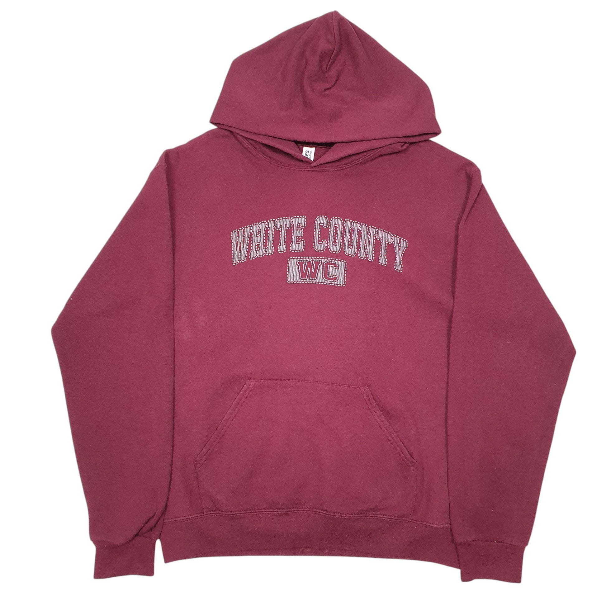 Mens Burgundy Jerzees Nublend White County USA Spellout Hoodie Jumper