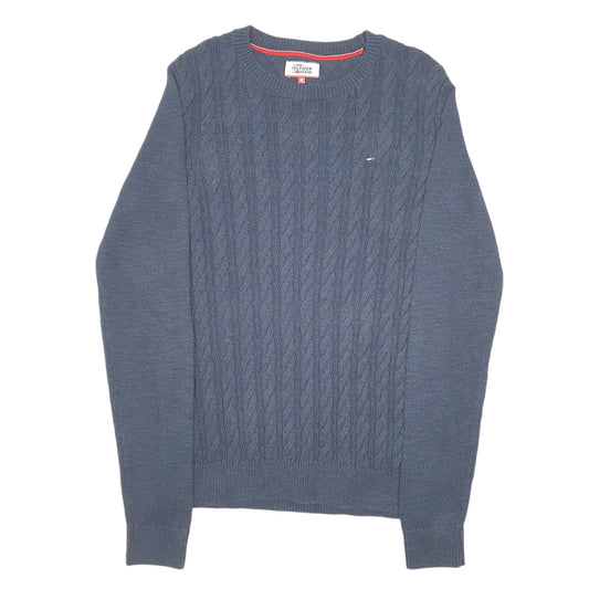 Mens Navy Tommy Hilfiger Knit Cable Crewneck Jumper