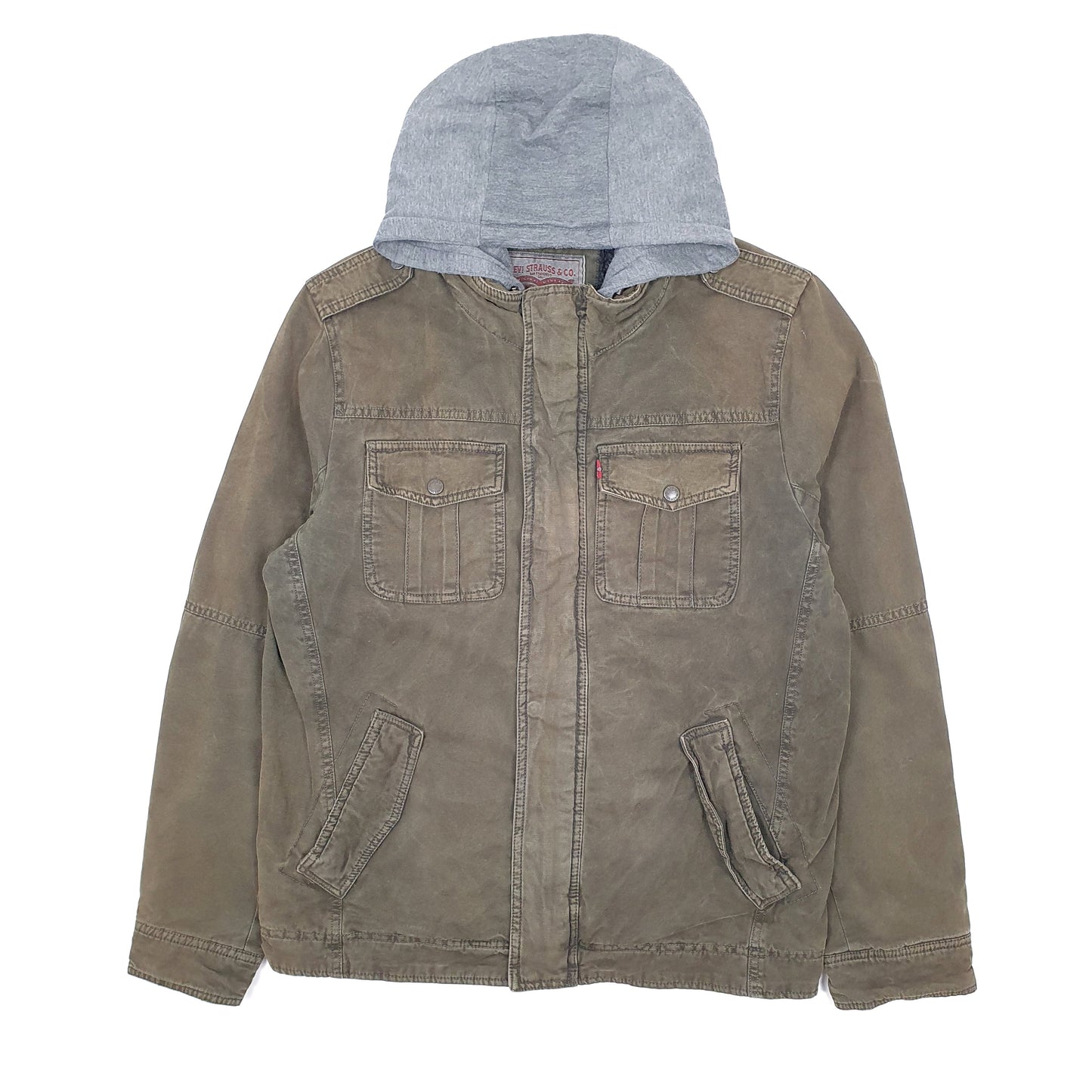 Mens Khaki Levis Hoodie Chore  Coat