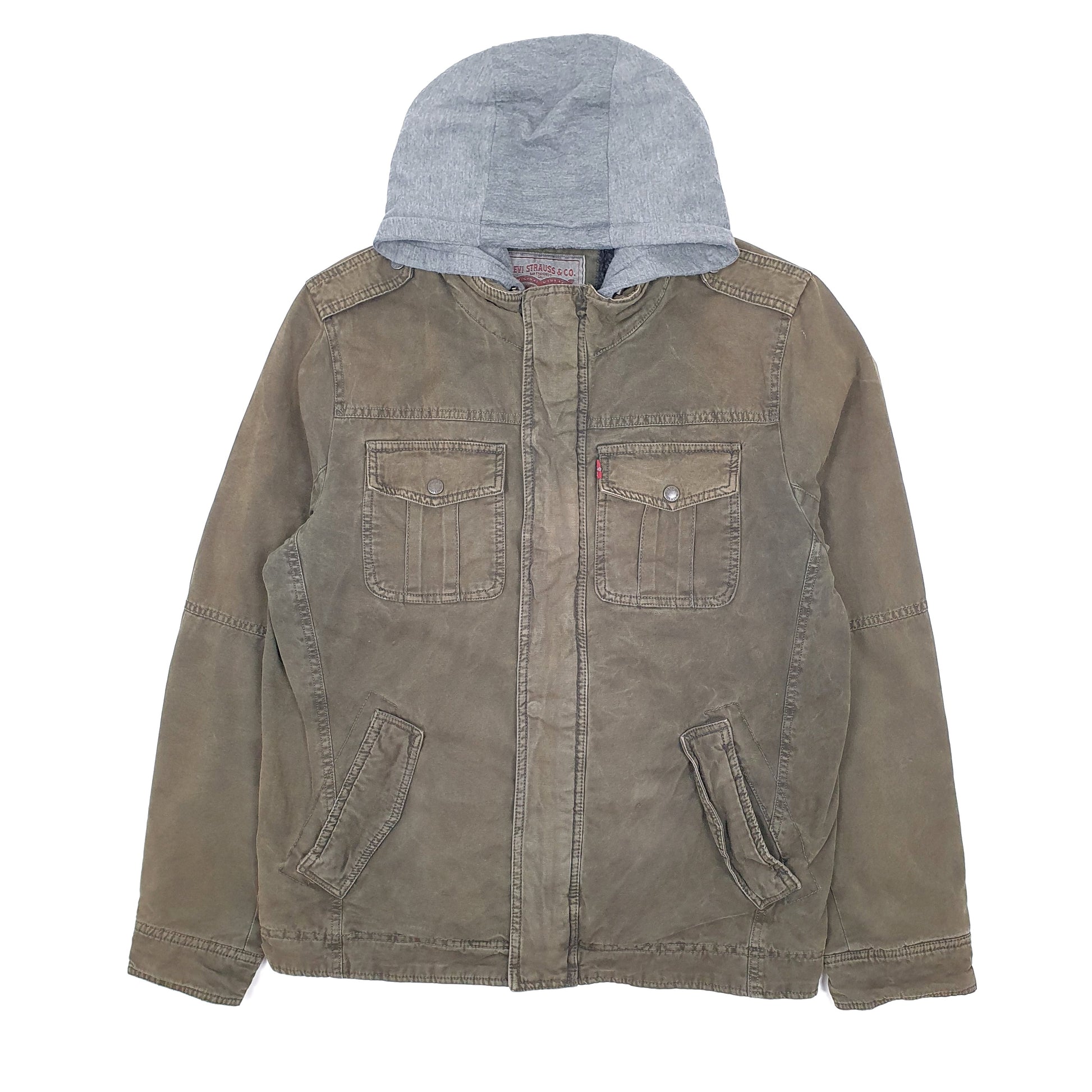Mens Khaki Levis Hoodie Chore  Coat
