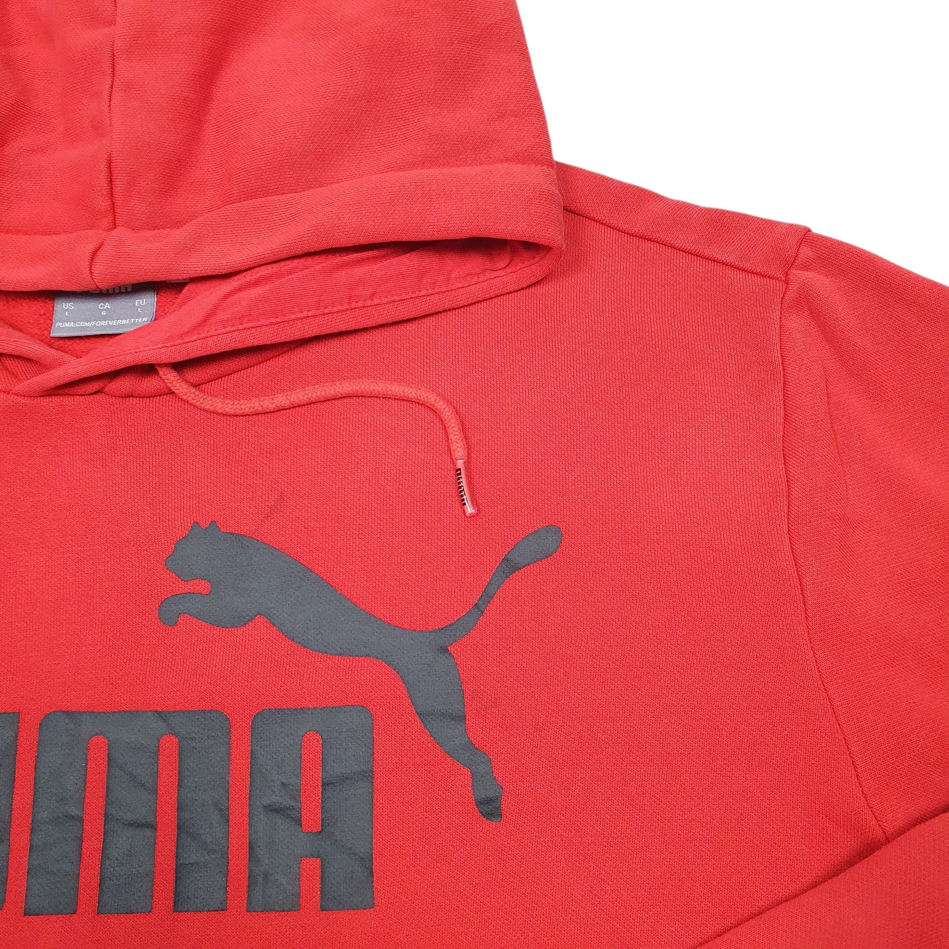 Mens Red Puma Spellout Hoodie Jumper