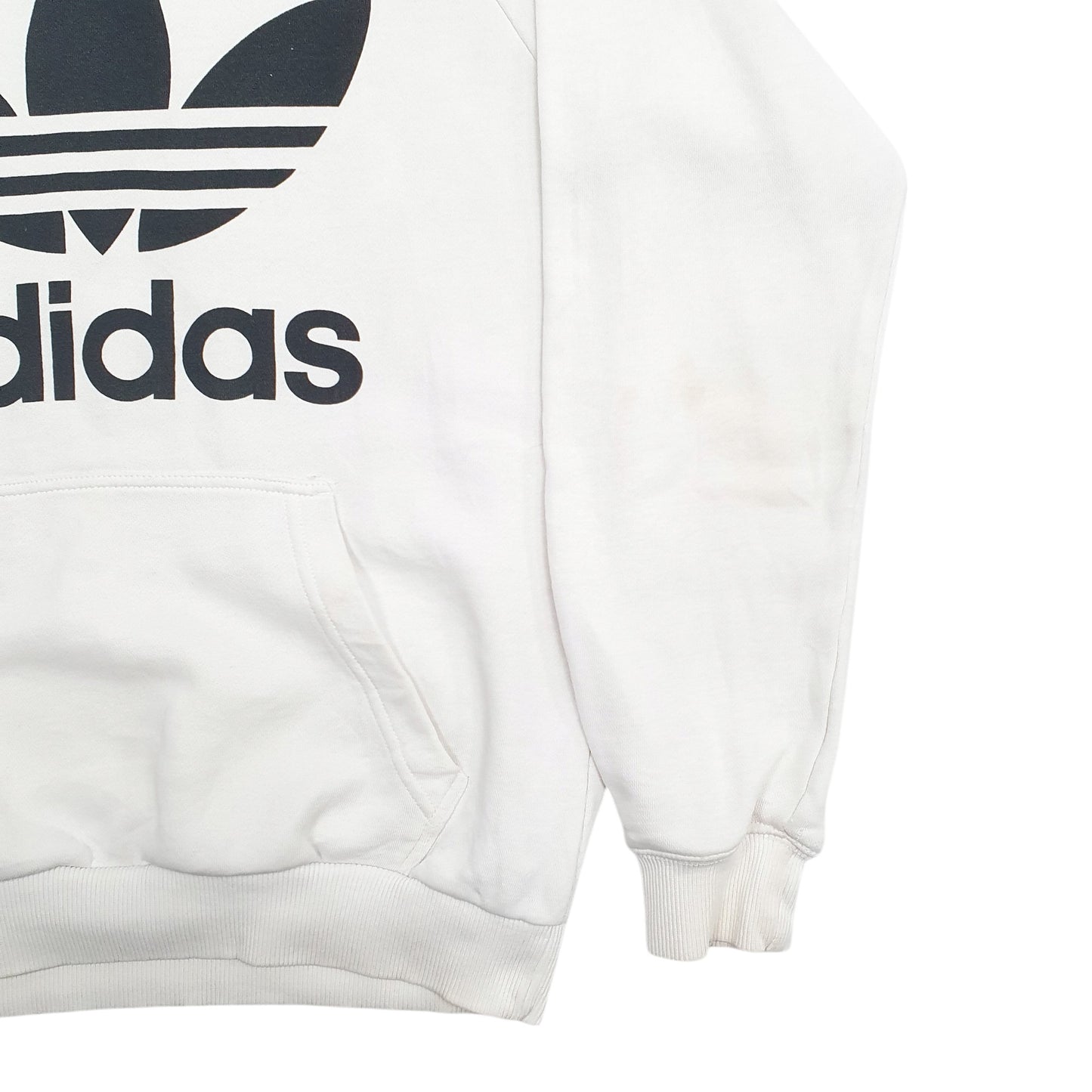 Mens White Adidas Spellout Hoodie Jumper