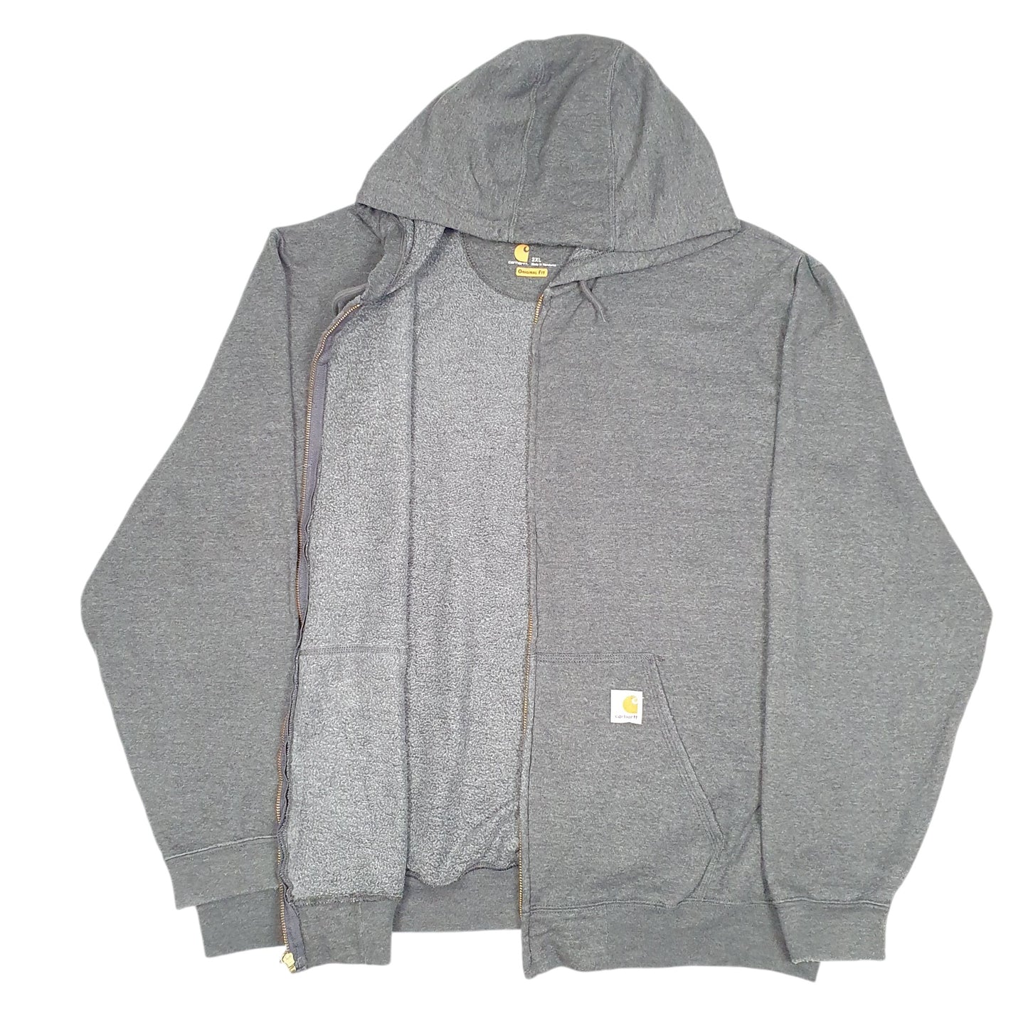 Mens Grey Carhartt Workwear Hoodie Original Fit Full Zip Jumper